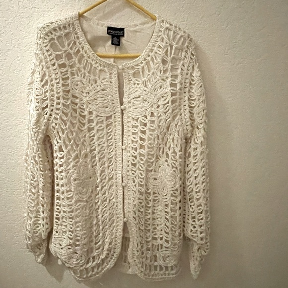 Dialogue lace‎ like macrame style lined jacket SzL - Picture 10 of 10